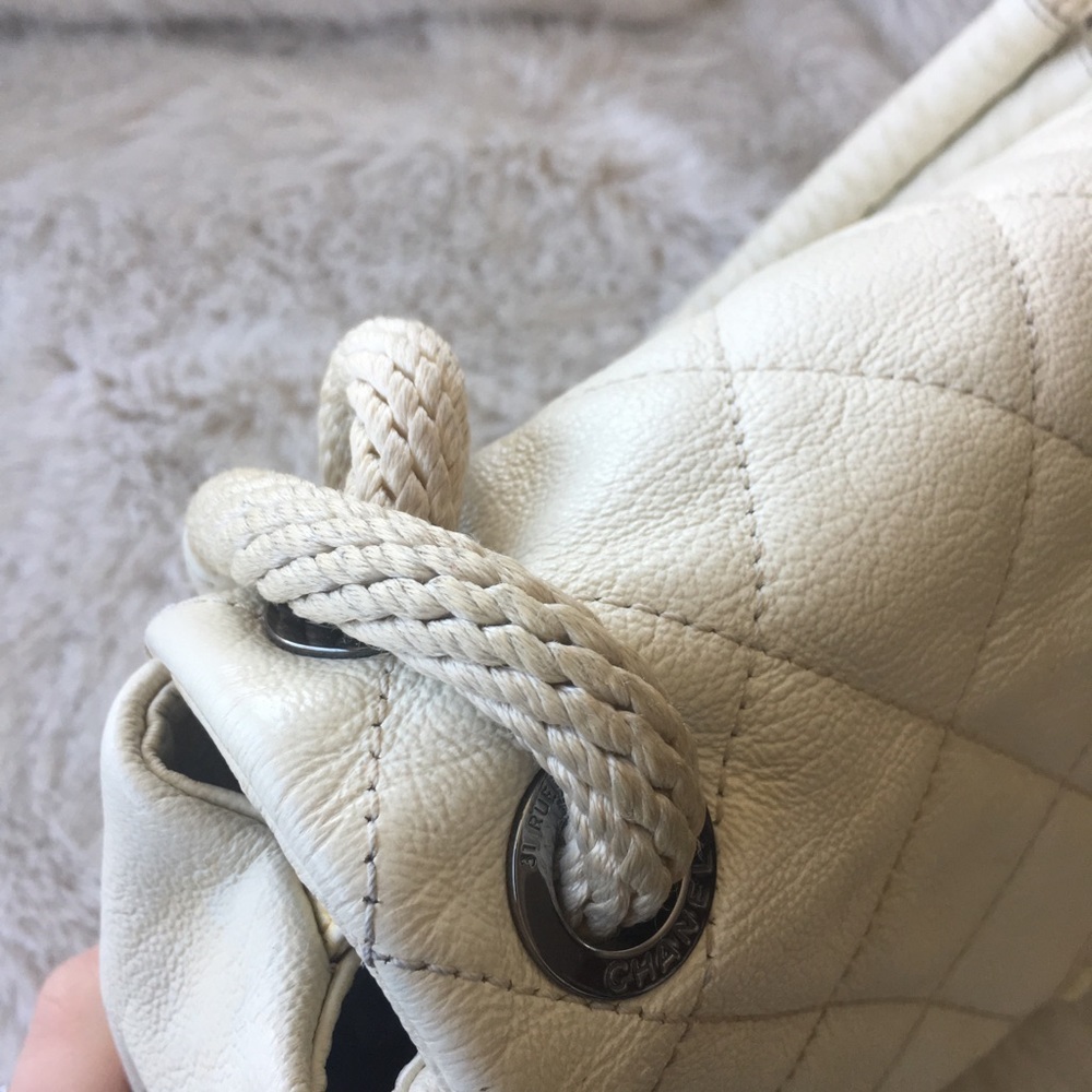 Chanel flap quilt bag white ivory CC rope strap expandable cruiser - Picture 2 of 8